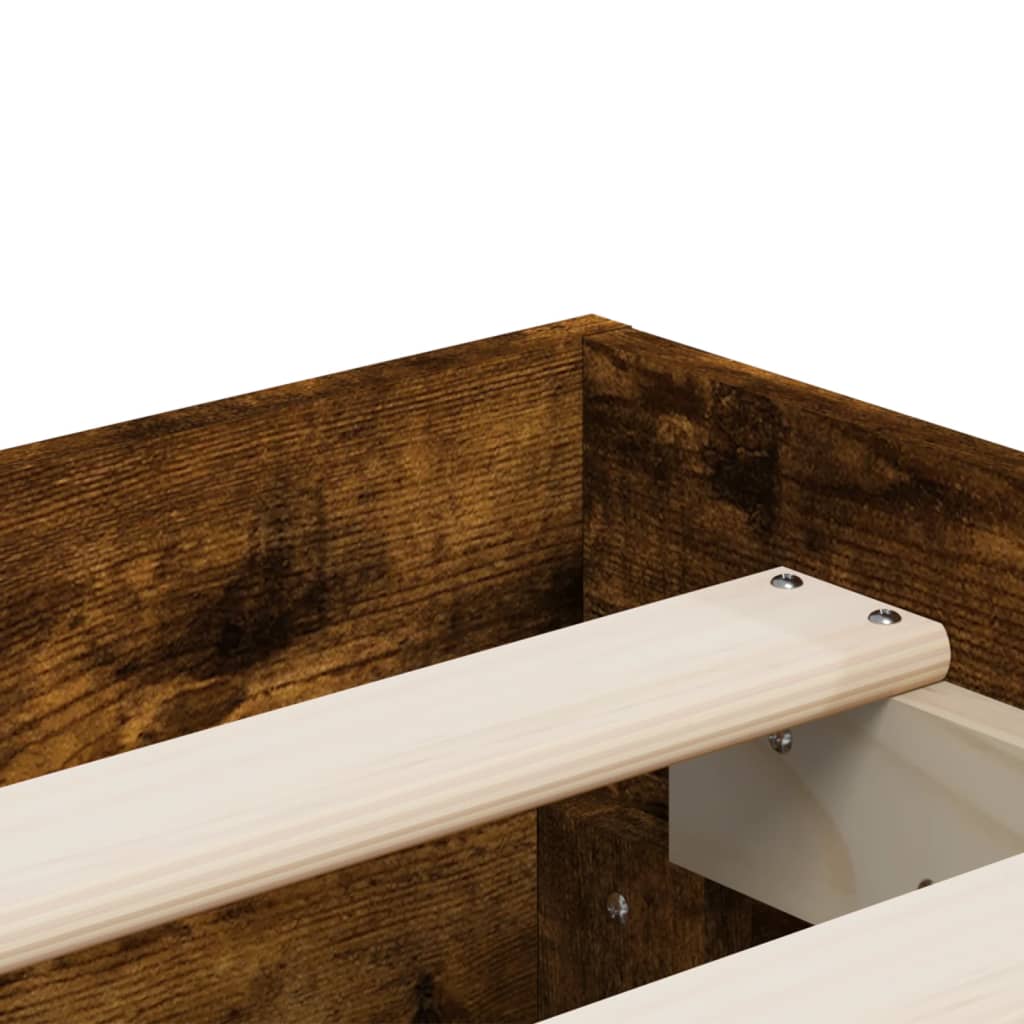 Bed Frame with Drawers without Mattress Smoked Oak 160x200 cm