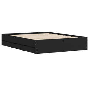 Bed Frame with Drawers without Mattress Black 150x200 cm King Size