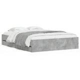 Bed Frame with Drawers without Mattress Concrete Grey 150x200 cm King Size