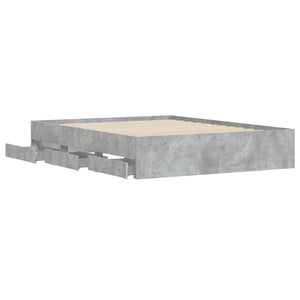 Bed Frame with Drawers without Mattress Concrete Grey 150x200 cm King Size