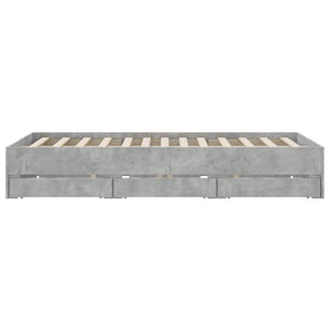 Bed Frame with Drawers without Mattress Concrete Grey 150x200 cm King Size