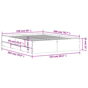 Bed Frame with Drawers without Mattress Concrete Grey 150x200 cm King Size