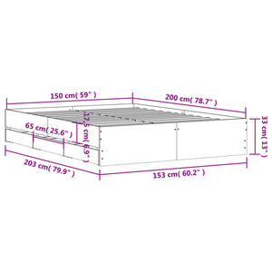 Bed Frame with Drawers Smoked Oak 150x200 cm King Size Engineered Wood