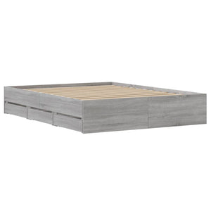 Bed Frame with Drawers Grey Sonoma 150x200 cm King Size Engineered Wood