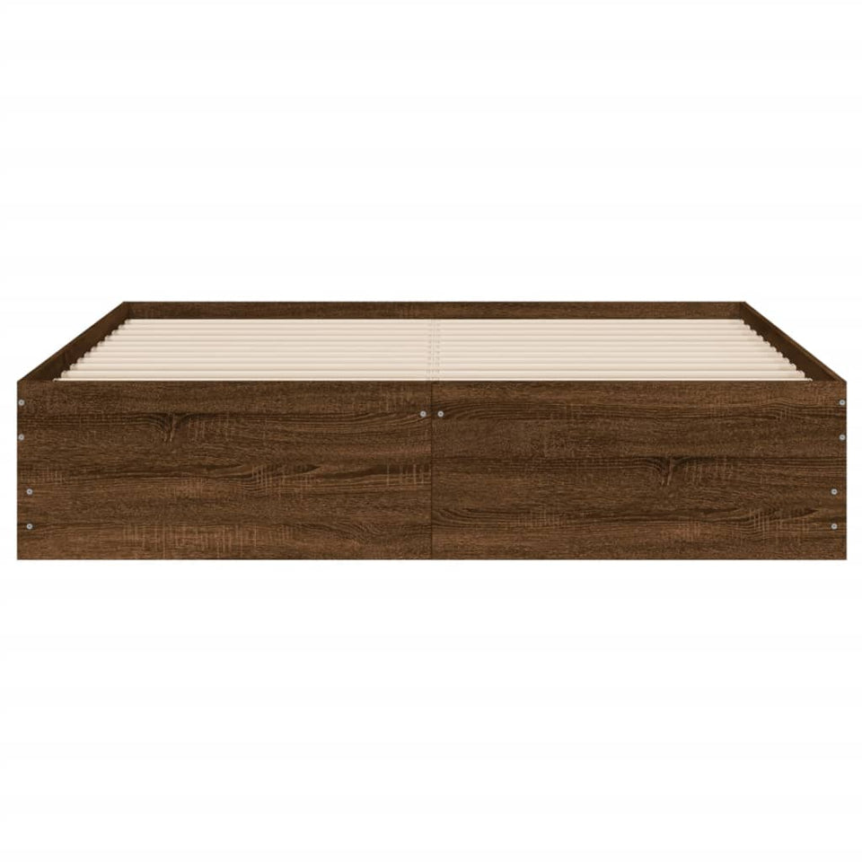 Bed Frame with Drawers Brown Oak 150x200 cm King Size Engineered Wood