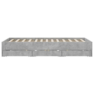 Bed Frame with Drawers Concrete Grey 140x200 cm Engineered Wood