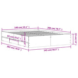 Bed Frame with Drawers Smoked Oak 140x200 cm Engineered Wood