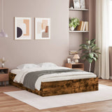 Bed Frame with Drawers Smoked Oak 140x200 cm Engineered Wood