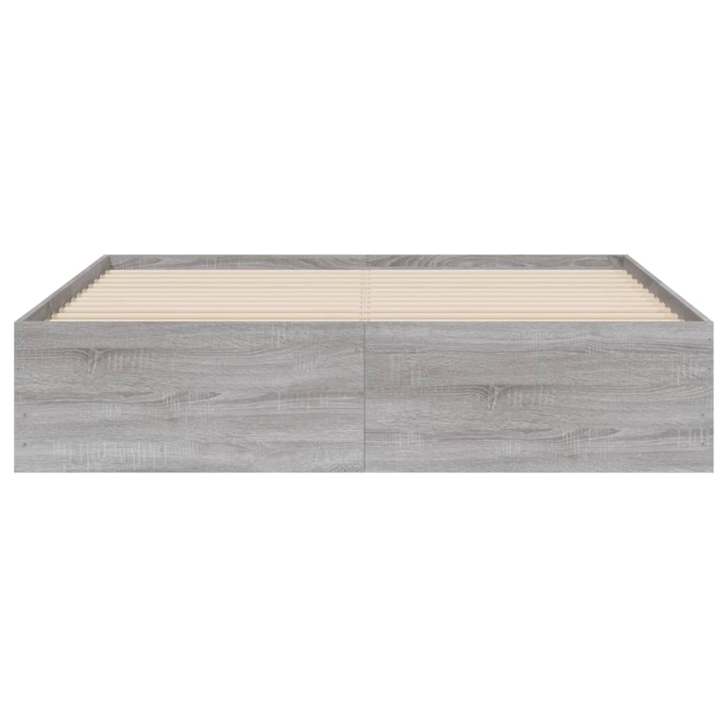 Bed Frame with Drawers without Mattress Grey Sonoma 140x200 cm