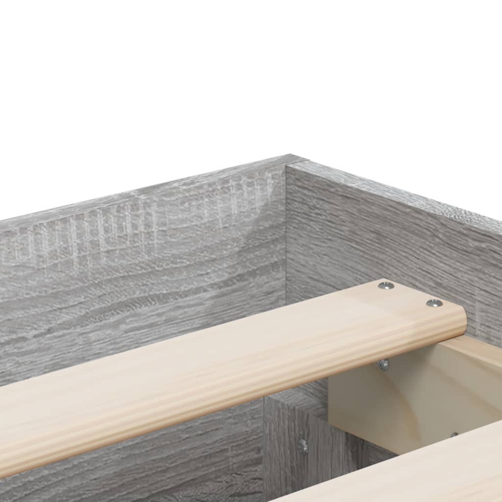 Bed Frame with Drawers without Mattress Grey Sonoma 140x200 cm