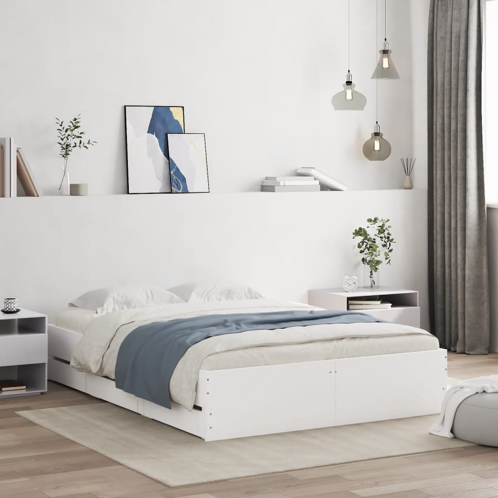 Bed Frame with Drawers without Mattress White 120x200 cm