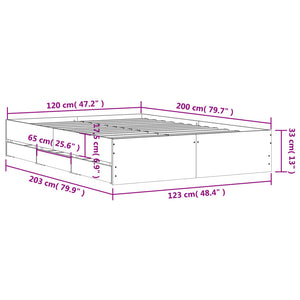 Bed Frame with Drawers Black 120x200 cm Engineered Wood