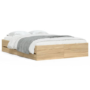 Bed Frame with Drawers without Mattress Sonoma Oak 120x200 cm