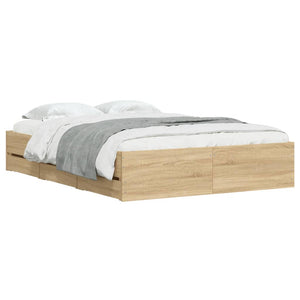 Bed Frame with Drawers without Mattress Sonoma Oak 120x200 cm