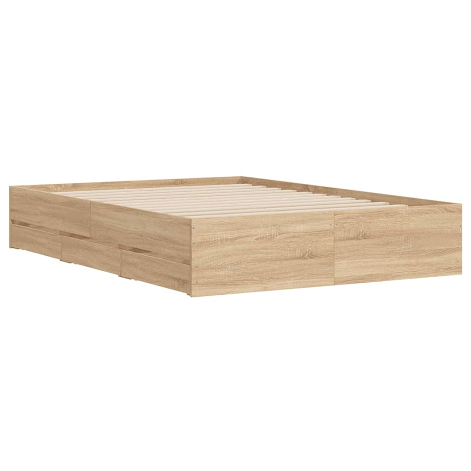 Bed Frame with Drawers without Mattress Sonoma Oak 120x200 cm