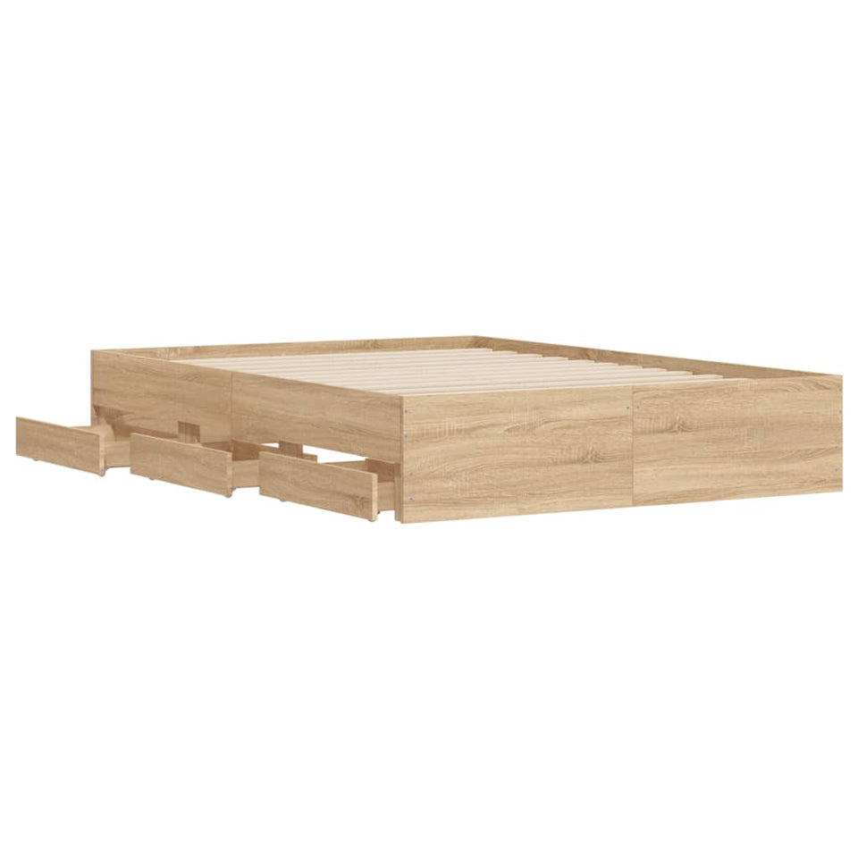 Bed Frame with Drawers without Mattress Sonoma Oak 120x200 cm