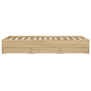 Bed Frame with Drawers without Mattress Sonoma Oak 120x200 cm