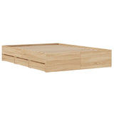 Bed Frame with Drawers without Mattress Sonoma Oak 120x200 cm