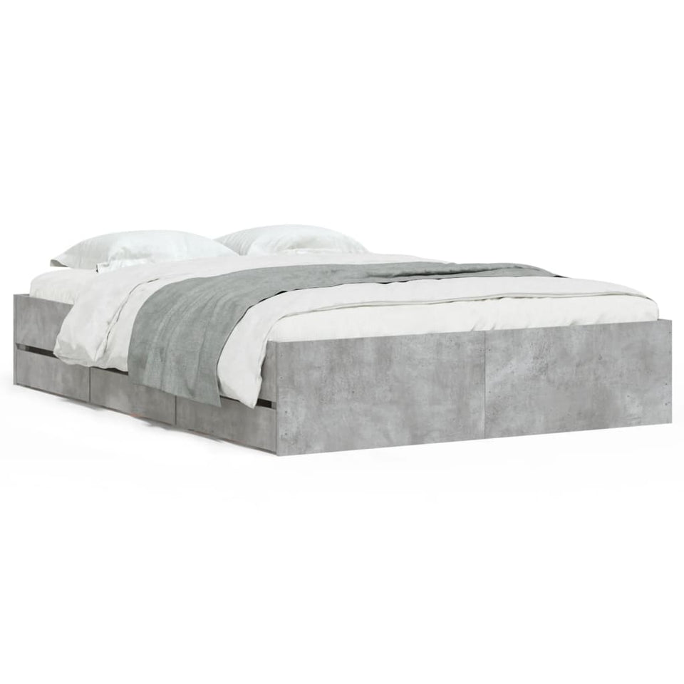 Bed Frame with Drawers without Mattress Concrete Grey 120x200 cm