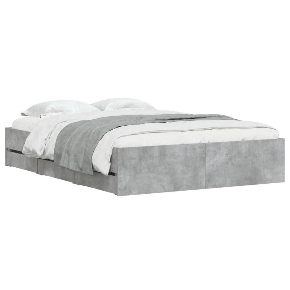 Bed Frame with Drawers without Mattress Concrete Grey 120x200 cm