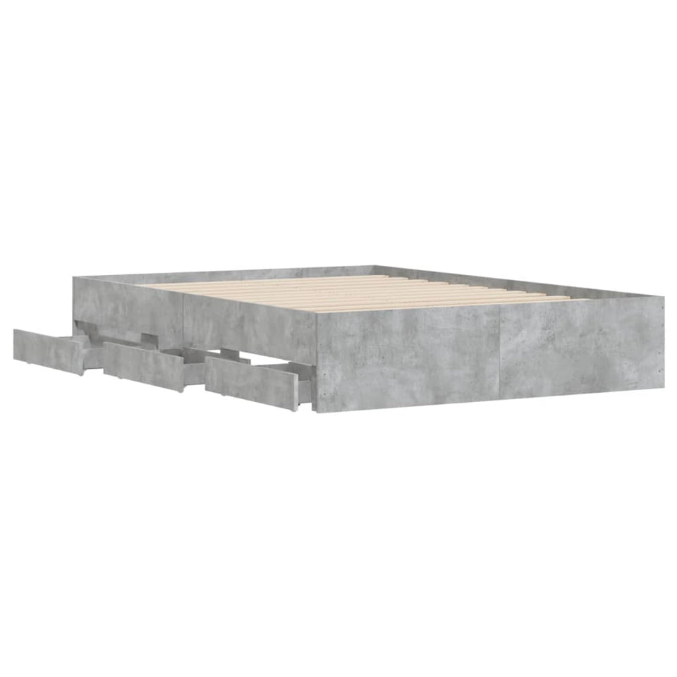 Bed Frame with Drawers without Mattress Concrete Grey 120x200 cm