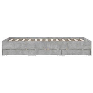 Bed Frame with Drawers without Mattress Concrete Grey 120x200 cm