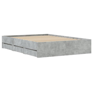 Bed Frame with Drawers without Mattress Concrete Grey 120x200 cm