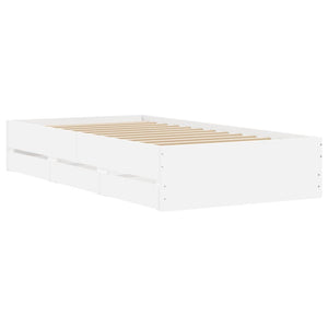 Bed Frame with Drawers White 100x200 cm Engineered Wood