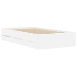 Bed Frame with Drawers White 100x200 cm Engineered Wood