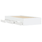 Bed Frame with Drawers White 100x200 cm Engineered Wood