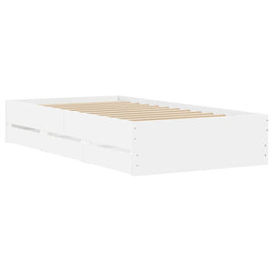 Bed Frame with Drawers White 100x200 cm Engineered Wood