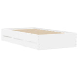 Bed Frame with Drawers White 100x200 cm Engineered Wood