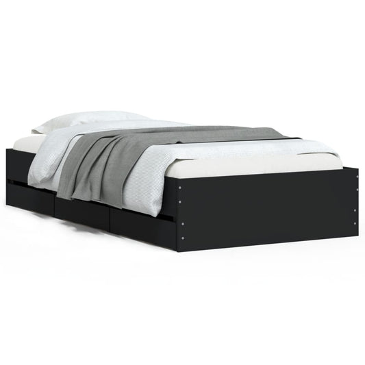 Bed Frame with Drawers without Mattress Black 100x200 cm
