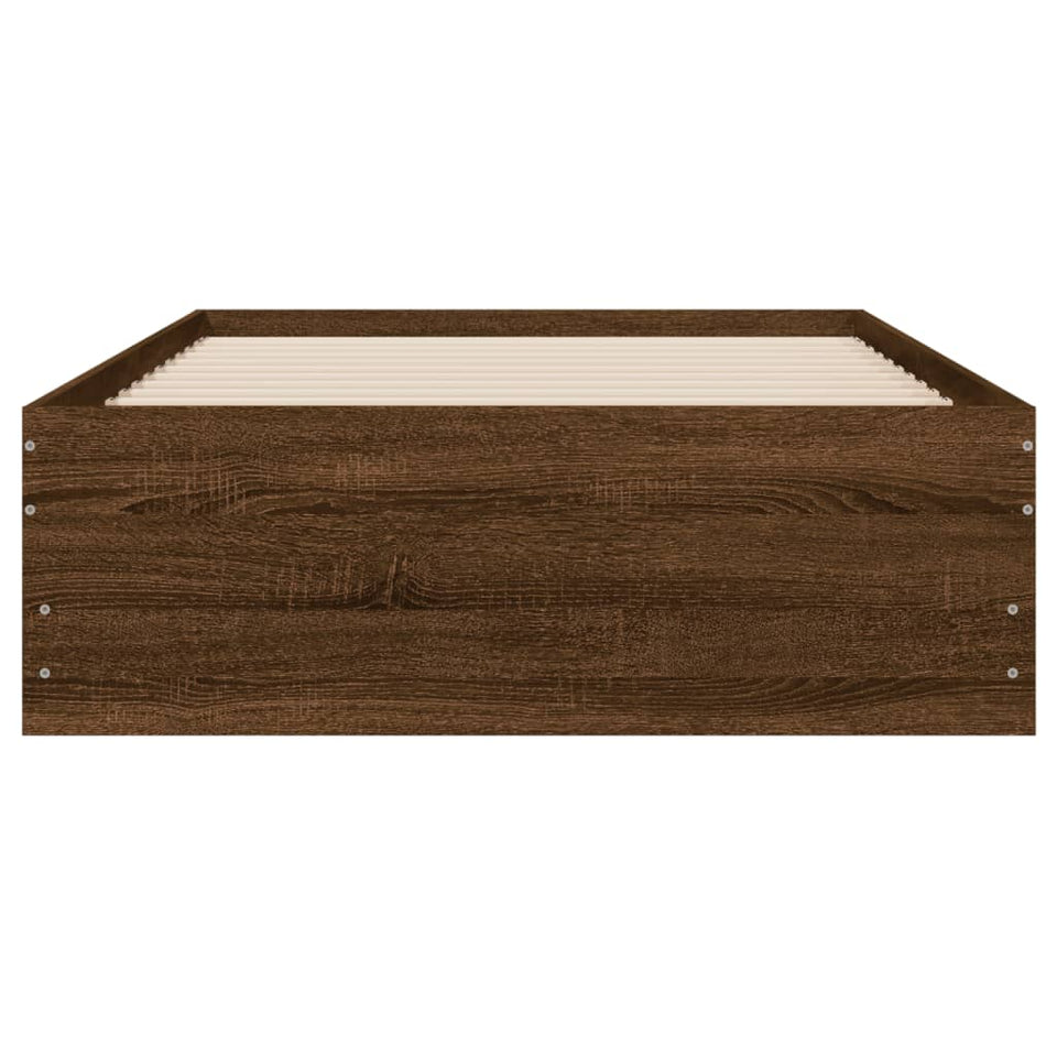 Bed Frame with Drawers Brown Oak 100x200 cm Engineered Wood