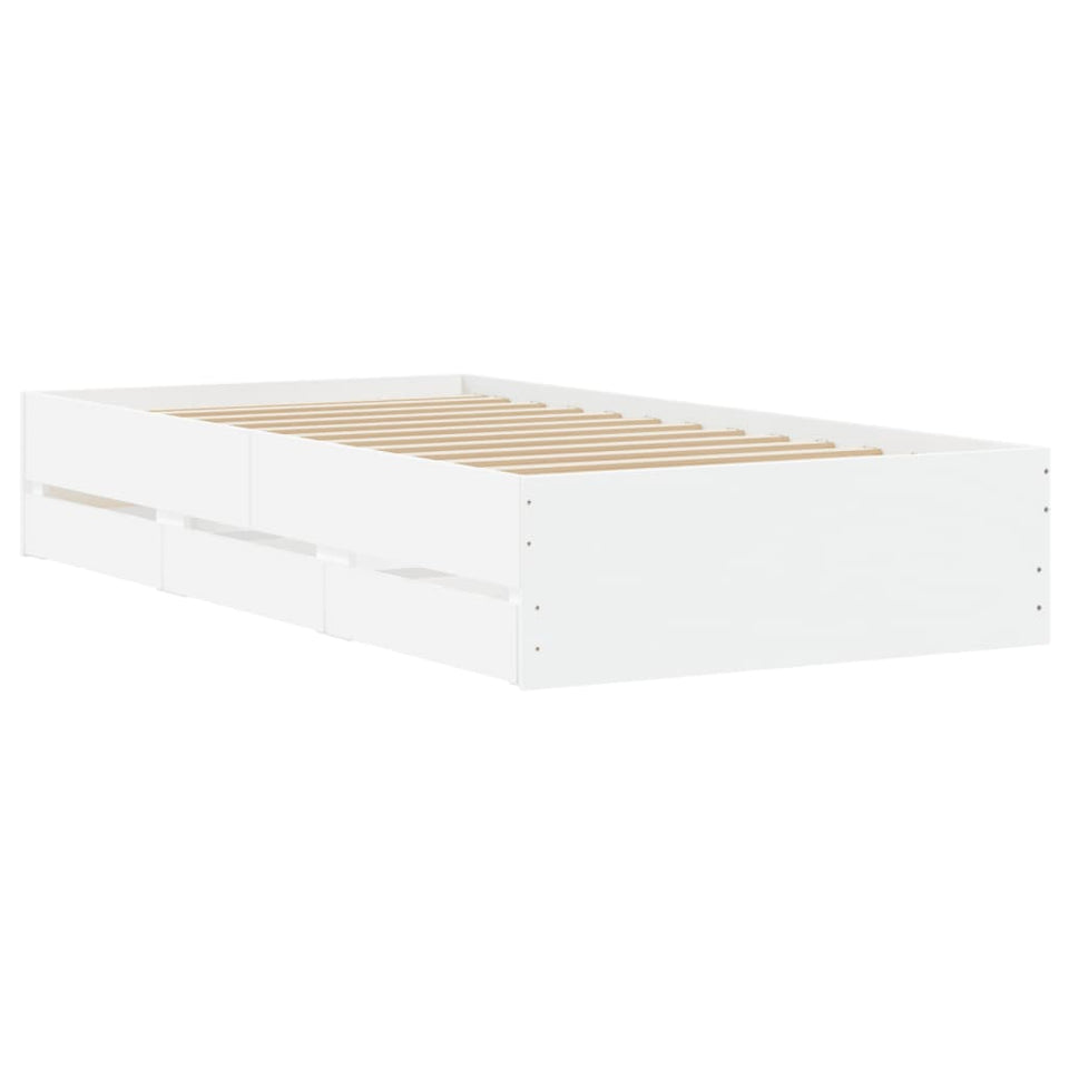 Bed Frame with Drawers without Mattress White 90x200 cm