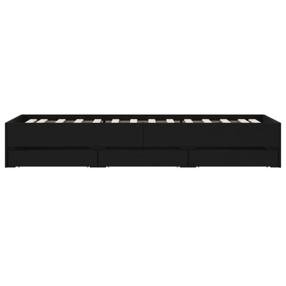 Bed Frame with Drawers without Mattress Black 90x200 cm