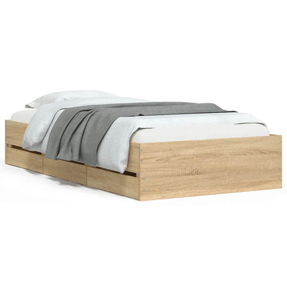 Bed Frame with Drawers without Mattress Sonoma Oak 90x200 cm