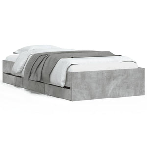 Bed Frame with Drawers without Mattress Concrete Grey 90x200 cm