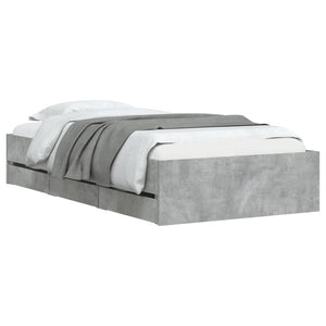 Bed Frame with Drawers without Mattress Concrete Grey 90x200 cm