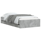 Bed Frame with Drawers without Mattress Concrete Grey 90x200 cm