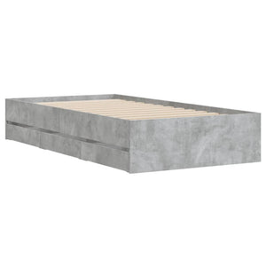 Bed Frame with Drawers without Mattress Concrete Grey 90x200 cm