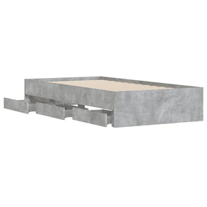 Bed Frame with Drawers without Mattress Concrete Grey 90x200 cm