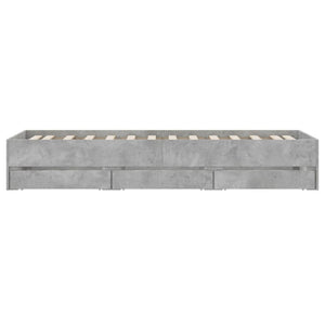 Bed Frame with Drawers without Mattress Concrete Grey 90x200 cm