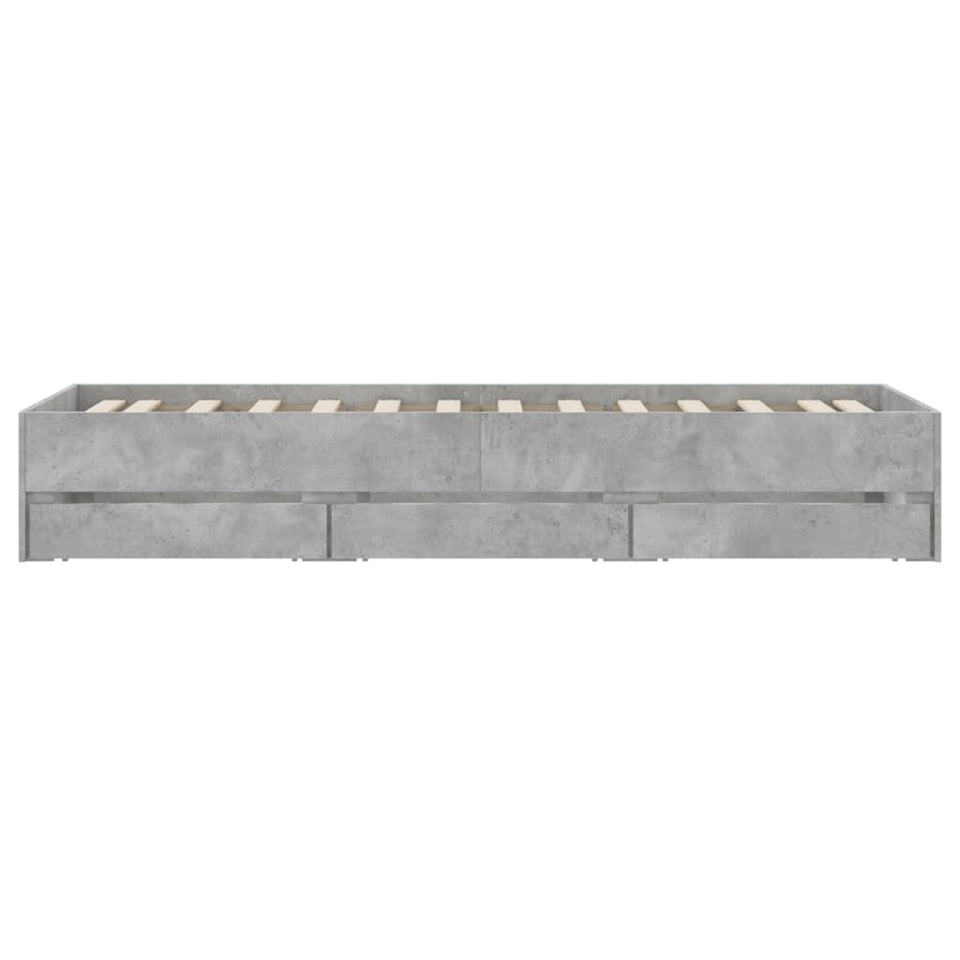 Bed Frame with Drawers without Mattress Concrete Grey 90x200 cm