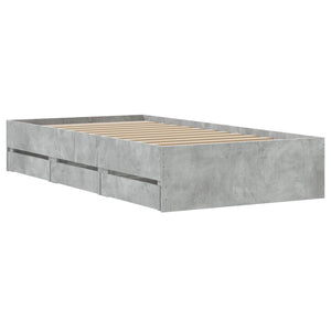 Bed Frame with Drawers without Mattress Concrete Grey 90x200 cm