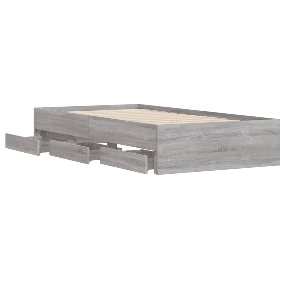 Bed Frame with Drawers Grey Sonoma 90x200 cm Engineered Wood