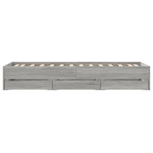 Bed Frame with Drawers Grey Sonoma 90x200 cm Engineered Wood