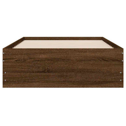 Bed Frame with Drawers without Mattress Brown Oak 90x200 cm
