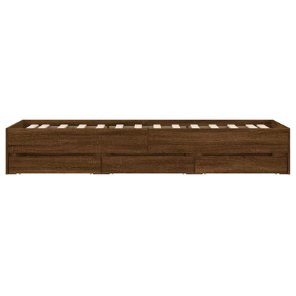 Bed Frame with Drawers without Mattress Brown Oak 90x200 cm