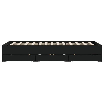 Bed Frame with Drawers without Mattress Black 140x190 cm